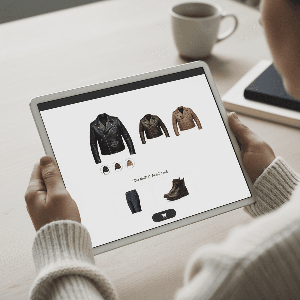 Tablet showing a personalized product page with AI-generated images
